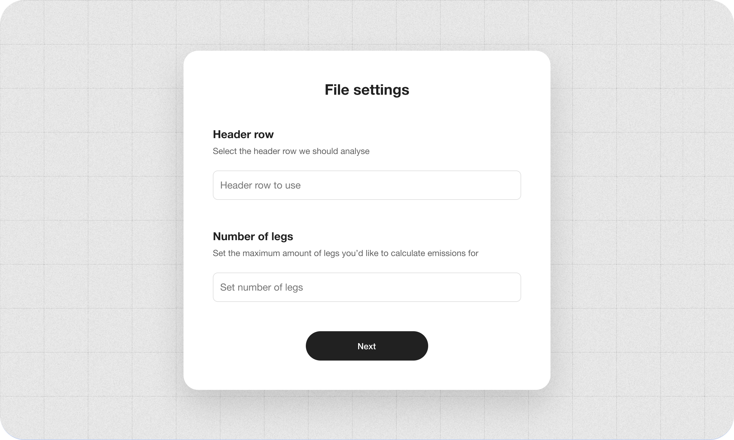 An image showing the first page of the mapping workflow for the spreadsheet upload feature.