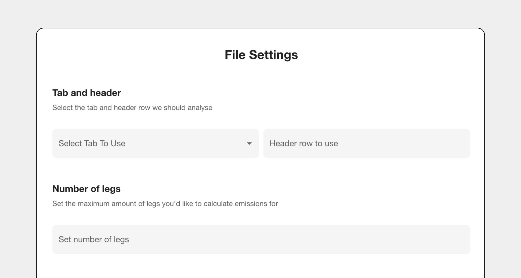An image showing the first page of the mapping workflow for the tender upload feature.